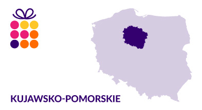 Mapa Polski z zaznaczonym województwem kujawsko-pomorskim