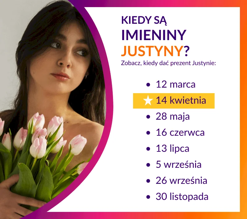 Kiedy są imieniny Justyny? Infografika