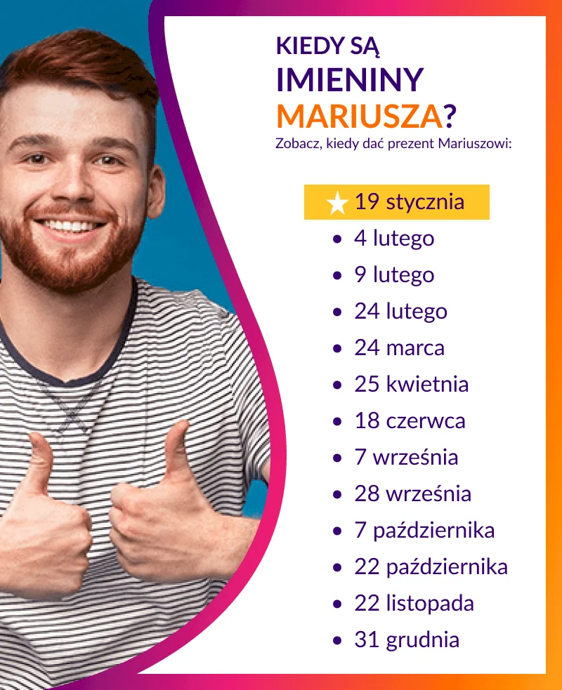 Kiedy są imieniny Mariusza? - infografika